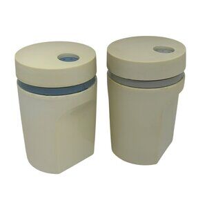 VTG 80s Tupperware Modular Salt & Pepper Shakers Beige Lids Retro Kitchen Set 4"